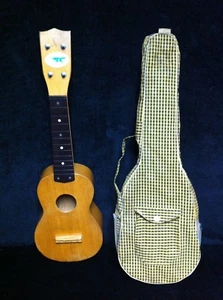 Vintage LINDELL Ukulele 1960’s JAPAN with Yellow / Black Plaid Case - Foto 1 di 8