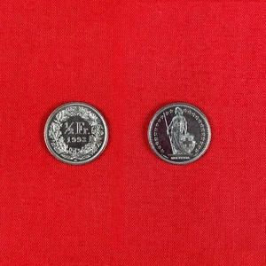 ½ franc suisse pièce de monnaie 1993 helvetia debout - Foto 1 di 4
