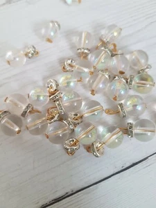 15mm fancy Pearl style CLEAR AB gem dress coat button sew on jewel rhinestone - Picture 1 of 1