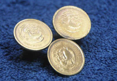 Gemelos y broche de corbata para monedas MÉXICO - Monedas mexicanas de bronce vintage reutilizadas Foto 1 de 4