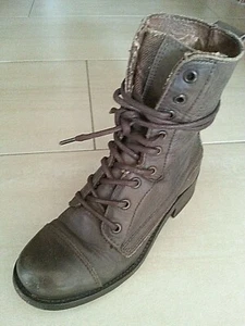 Damen Stiefel 37 36 Superdry Boots Stiefeletten Biker Look Combat Schnürung Herb - Bild 1 von 12