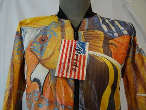 PRIDE Saltwater Marine Discus Fish Tyvek Windbreaker Jacket Animal Print Sz S XL - Picture 1 of 4