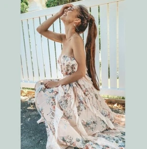 ZIMMERMANN Dress Midi Sz 0 AU 8 US 4 UK 8 FR 36 BOWIE WATERFALL PINK with belt - Picture 1 of 22