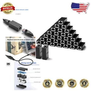 100-Pack Female to Female Ethernet Coupler for Easy Network Extension - Black - Afbeelding 1 van 10