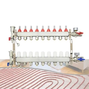 9 Branches 1/2" Floor Manifold Stainless Steel Radiant PEX Floor Heating Set - Picture 1 of 23