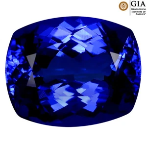 GIA CERTIFIED 7.97 ct AAAA SUPERB CUSHION (13 X 11 MM) NATURAL D'BLOCK TANZANITE - Picture 1 of 3