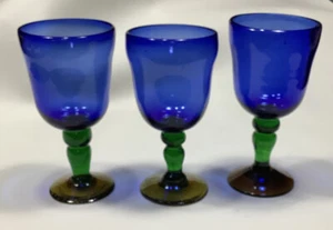 (3) vintage Goblets, made in mexico, blue, green and yellow - Picture 1 of 4