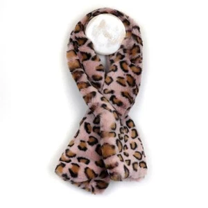 Bufanda de piel sintética para damas rubor leopardo suave tirar a través acogedora mujer talla única envoltura - Imagen 1 de 3