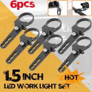 6X 1.5" INCH Bull Bar Roll Cage Mount Bracket Tube Clamps LED Light Holder Kits - Picture 1 of 9