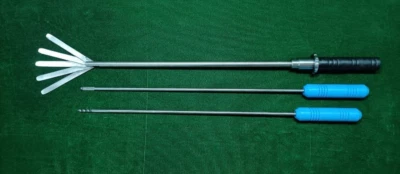 Ventilador retractor laparoscópico 3 piezas 10 mm/tornillo mioma/empujador de nudos instrumentos reutilizables Foto 1 de 4