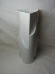Vase 10,2" weiß matt OP Art von Scherzer Vintage deutsch #OBEN - Bild 1 von 9