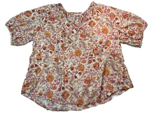Blusa Top Campesina Floral Algodón XXL Rosa Knox - Imagen 1 de 8