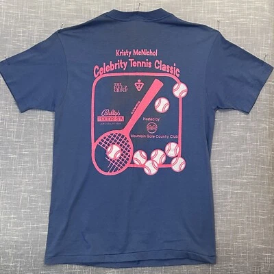 Camiseta suiza vintage Kristy McNichol K celebridad tenis EE. UU. L puntada única Foto 1 de 4