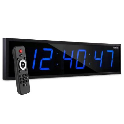 Ivation 24" Large Digital Wall Clock, LED Digital Clock W/Timer & Alarm, Blue - Image 1 of 4