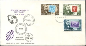 Norfolk Island Rowland Hill 1979 conjunto de 3 estampillas sin dirección primer día cubierta en muy buena condición - Imagen 1 de 1