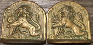 Vintage Art Deco Löwe Tiger Gusseisen Buchstützen Buchenden Ständer Buchenden - Bild 1 von 5