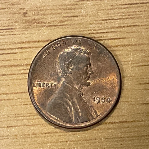 1984 P Lincoln Cent Error Obverse Rim Cud @ 7:00 Free Shipping Cover