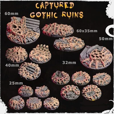 Warhammer 40K/AOS Resin Base Toppers Captured Gothic Ruins - Image 1 of 2