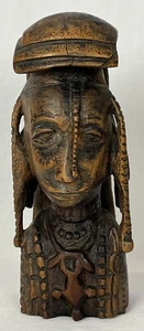 Antique Vintage 9 1/4” African Hand Carved Wood Woman Sculpture Statue - Picture 1 of 24