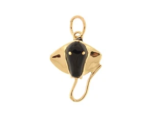 Vintage 14K Yellow Gold and Black Enamel Stingray Charm - Picture 1 of 3