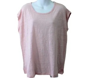 Jones & Co Sleeveless Solid 100% Linen Semi Sheer Top Size L Pink NWT - Picture 1 of 4