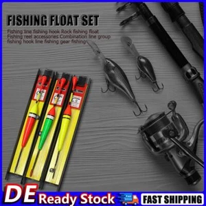 3 pièces kits de ligne de pêche bobber hameçons de pêche bouée pêche flotteur (type droit) Deu - Photo 1/7