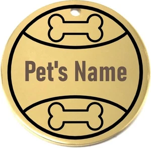 Personalisierter Spielball Haustierausweisschild - Namensschild mit Lasergravur für Hunde- oder Katzenhalsband - Bild 1 von 62