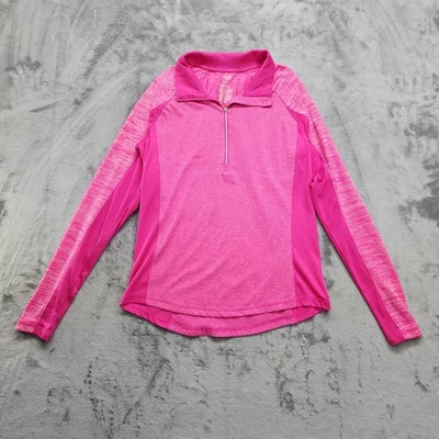 Chaqueta Danskin Now Mujer M Rosa Semi-ajustada 1/4 Cremallera Manga Larga Pulgares Gimnasio Foto 1 de 4