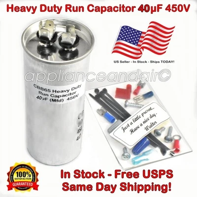 Capcom 976B399AAP20 40 uF 450V 50/60Hz, condensador de funcionamiento del motor, ¡Envío gratis hoy! Foto 1 de 4