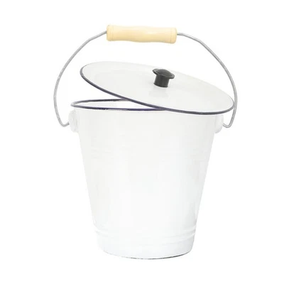  Kleiner Emaille-Eimer Mit Deckel Aufbewahrungseimer Reinigungseimer - Bild 1 von 4