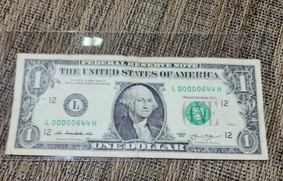 2013 $5 Bill Fancy Low Serial Num 0s Trinary 5-OF-A-KIND L00000644H  99% Ex cool - Image 1 of 2