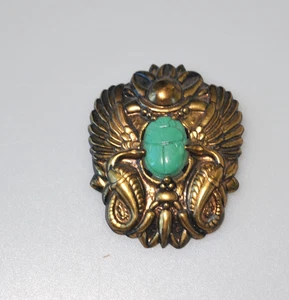 Broche De Colección Serpiente Alada Verde Serpiente Tallada Escarabajo Jeroglífico Renacimiento Egipcio - Imagen 1 de 15