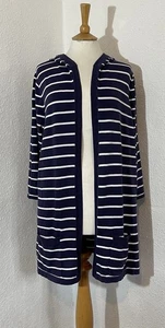 Maine Debenhams Size 20 Cardigan Blue Stripe Casual Hood Cotton 2023 - Picture 1 of 6