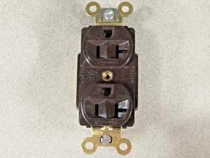Hubbell HBL5362 Brown Duplex Receptacle 125V 20A 2 pole 3 wire grounding - Picture 1 of 2