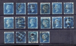 GB - 1854 Onwards Collection of 16 x 2d Blue - Various Incl Plates 7, 8, 13, 15 - Picture 1 of 1