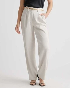 Quince Women's Stretch Crepe Pleated Wide Leg Pants Sand 16 - Picture 1 of 3