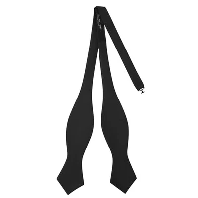 Men's Solid Color Woven Satin Silk Self Bow Tie Tuxedo & Wedding Formal Black - Image 1 of 4