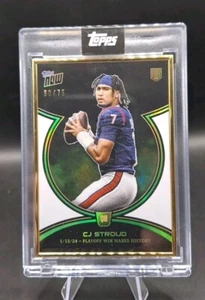 2023 TOPPS NOW CJ STROUD ROOKIE CAMPAIGN GOLD FRAME GREEN HOLO SP /75 TEXANS  - Picture 1 of 4