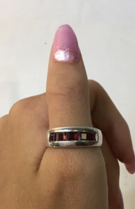 Vintage Sterling Ring mit 5 Kanal besetzten Granaten, Größe 9,75 - Bild 1 von 6