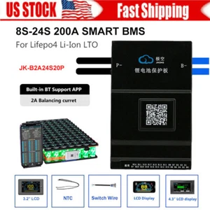 JK Samrt BMS 8-24S 200A Li-ion LiFePo4 Battery 2A Active Balance BT/RS485 lot US - Picture 1 of 21