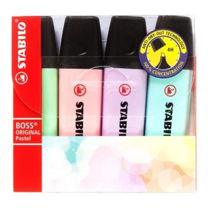 Stabilo Boss PASTELL Textmarker, Anti-Dry-Out Technologie, 2mm/5mm - x4 pro Set  - Bild 1 von 1