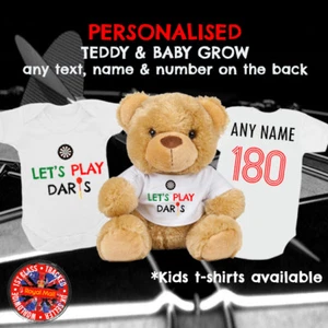Juego de regalo a juego de dardos personalizados para bebé y oso de peluche ""Let's Play Darts - Imagen 1 de 1