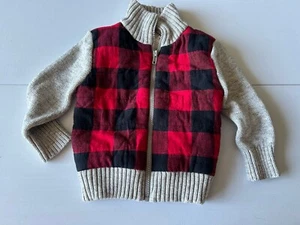 Chaqueta polar Cat And Jack roja y gris con cremallera talla 18 M - Imagen 1 de 5