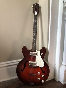 Harmony H54 Rocket 1969 Red Sunburst Electric Guitar Semi Hollow with Case