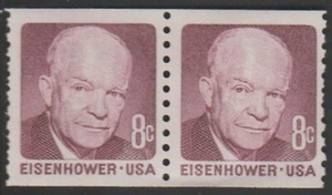 Scott# 1402 - 1970-74 Regular Issue Stamps - 8 cts Dwight Eisenhower Coil Pr (B) - Picture 1 of 1