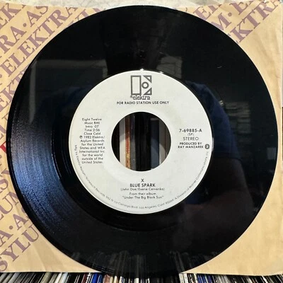 X - BLUE SPARK (7")  1982!!!  RARE!!!  STEREO + MONO / ELEKTRA / ASYLUM PROMO - Image 1 of 4