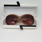 Vtg Elle Sunglasses Brown And Gold With White Hard Snap Case Beautiful Retro
