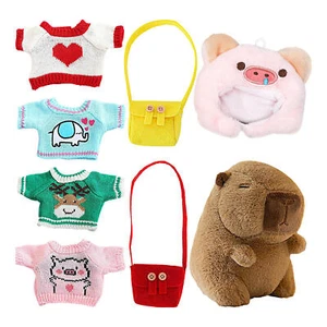1 Set Stuffed Capybara 9" Dress Up Doll Stuffed Animal With Clothes, Bag & Hat - Picture 1 of 10