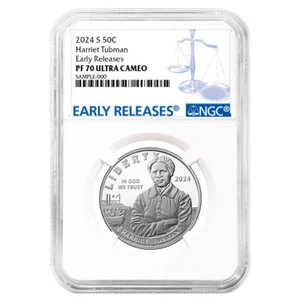 2024-S Proof Clad 50c Harriet Tubman Coin NGC PF70UC ER Blue Label - Picture 1 of 2