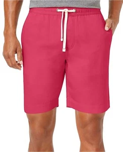 NEW MENS TOMMY HILFIGER PINK FLAT FRONT LINEN BLEND 7" DRAWSTRING SHORTS L - Picture 1 of 2
